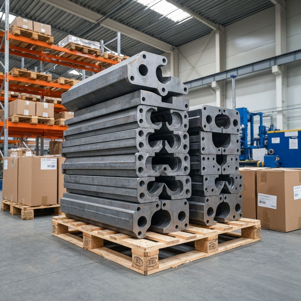 Peças metálicas embaladas para expedição