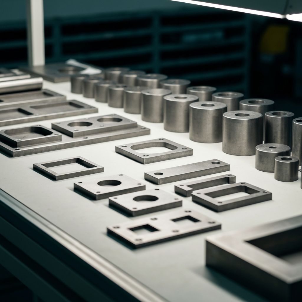 Peças metálicas em diferentes escalas